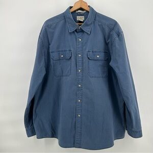 LL Bean Canvas Shirt Mens XL Traditional Fit Blue Workwear Jacket 270133